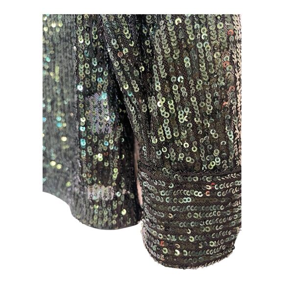 NWT Express Women’s Relaxed Portofino Green Sequin Button Up Shirt Medium - Picture 8 of 8